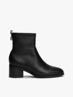 Leather TH Monogram Plaque Ankle Boots — Black 1
