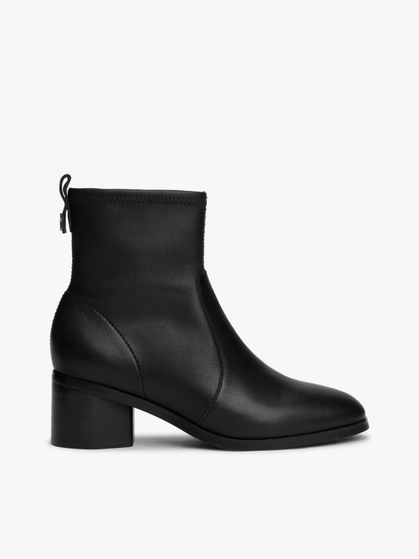 Leather TH Monogram Plaque Ankle Boots — Black