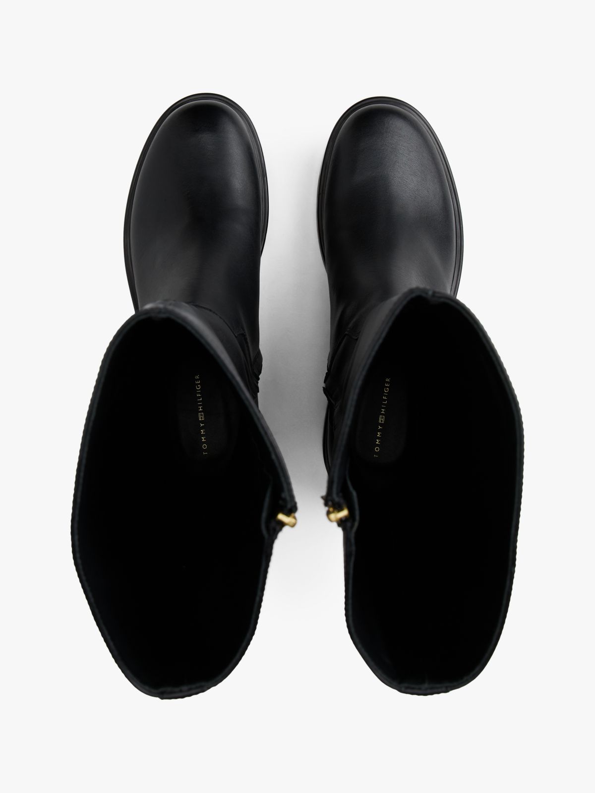 Leather TH Monogram Horsebit Riding Boots — Black