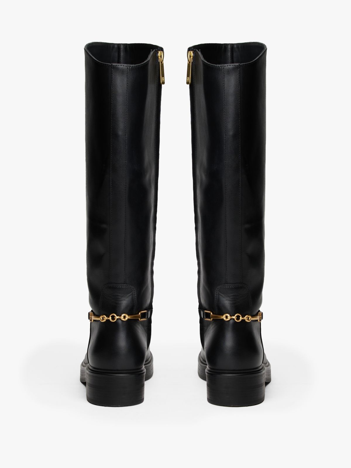 Leather TH Monogram Horsebit Riding Boots — Black