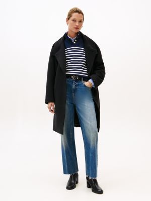schwarz leder-stiefelette mit th-monogramm-horsebit für damen - tommy hilfiger