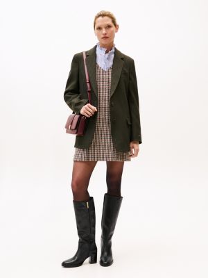 schwarz kniehoher lederstiefel mit th-monogramm-horsebit für damen - tommy hilfiger