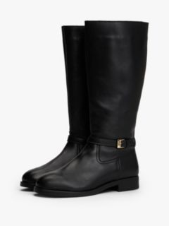 Leather TH Monogram Buckle Riding Boots — Black 2