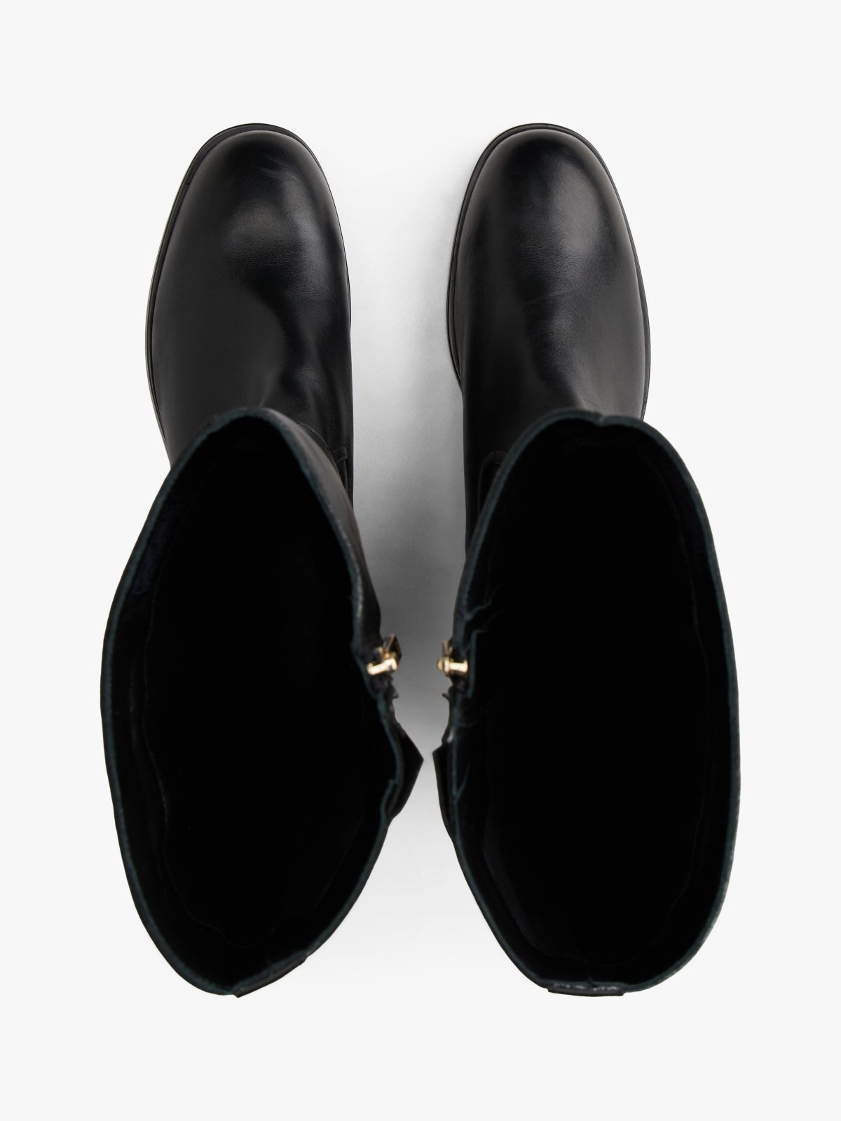 Leather TH Monogram Buckle Riding Boots — Black
