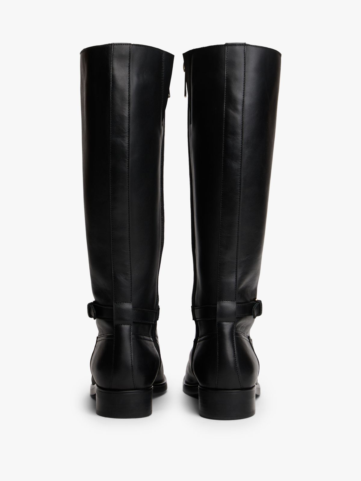 Leather TH Monogram Buckle Riding Boots — Black