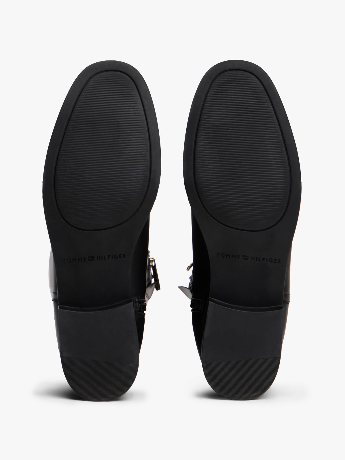 Leather TH Monogram Buckle Riding Boots — Black