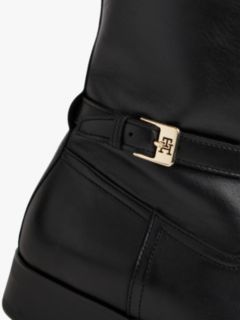 Leather TH Monogram Buckle Riding Boots — Black 6