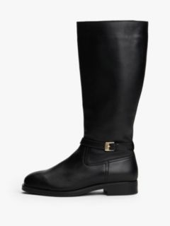 Leather TH Monogram Buckle Riding Boots — Black 7
