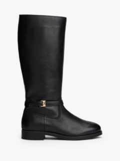 Leather TH Monogram Buckle Riding Boots — Black 1