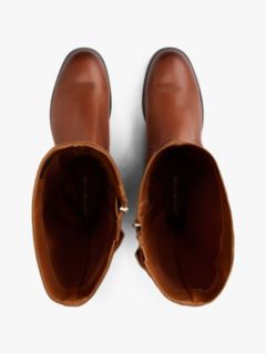 Leather TH Monogram Buckle Riding Boots — Brown 3