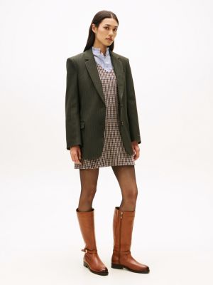 brown leather th monogram buckle riding boots for women tommy hilfiger