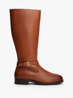 Leather TH Monogram Buckle Riding Boots — Brown 1