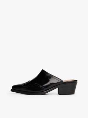 black leather cowboy mules for women tommy hilfiger