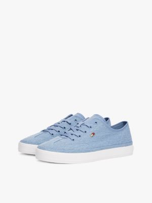 blue enamel flag canvas trainers for women tommy hilfiger