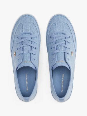 blue enamel flag canvas trainers for women tommy hilfiger