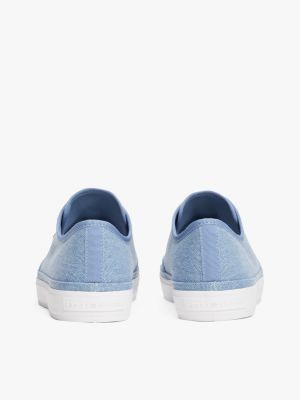 blue enamel flag canvas trainers for women tommy hilfiger