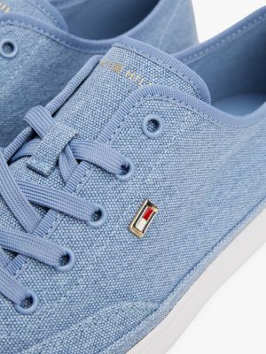 blue enamel flag canvas trainers for women tommy hilfiger