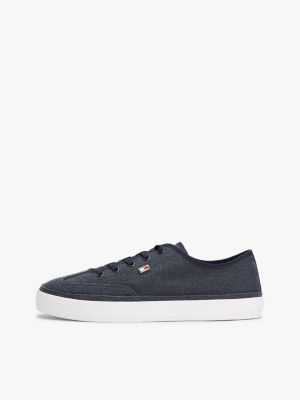 blue enamel flag canvas trainers for women tommy hilfiger