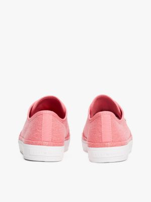 rosa canvas-sneaker mit flag aus emaille für damen - tommy hilfiger