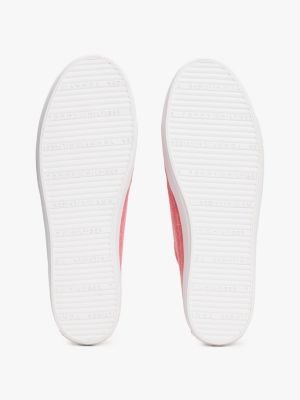 rosa canvas-sneaker mit flag aus emaille für damen - tommy hilfiger