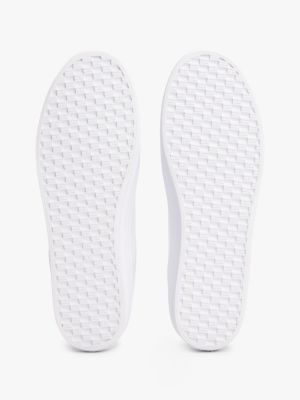 white leather th monogram plaque trainers for women tommy hilfiger
