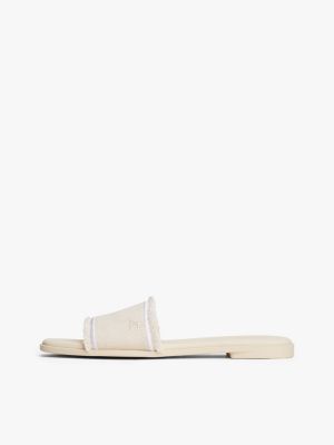 beige frayed canvas sandals for women tommy hilfiger