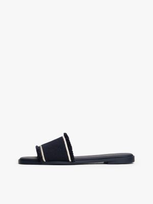 sandales en toile à bords effilochés beige pour femmes tommy hilfiger
