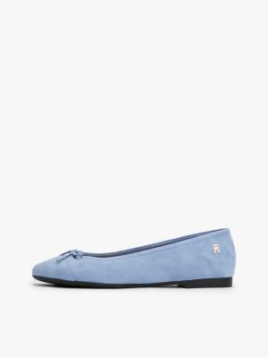 ballerine in camoscio con monogramma th beige da donne tommy hilfiger