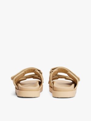 beige th monogram raffia buckle cleat sandals for women tommy hilfiger