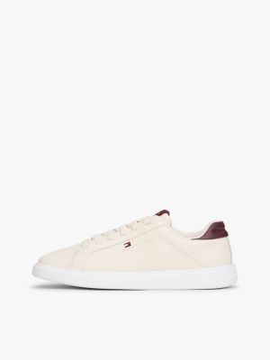 sneakers sportive leggere in pelle beige da donne tommy hilfiger
