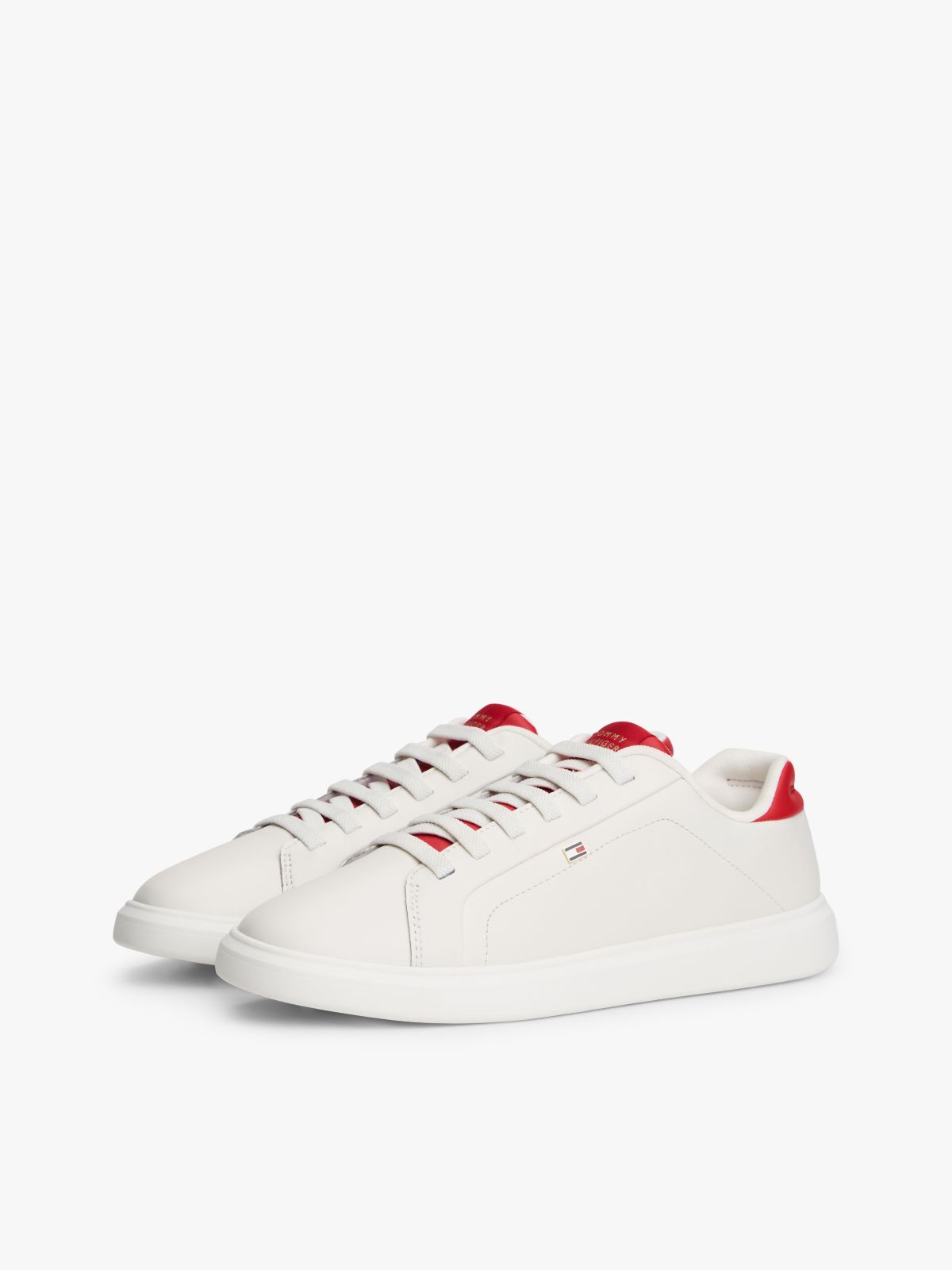 Lightweight Leather Cupsole Court Trainers — Beige