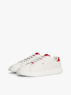 Lightweight Leather Cupsole Court Trainers — Beige 2