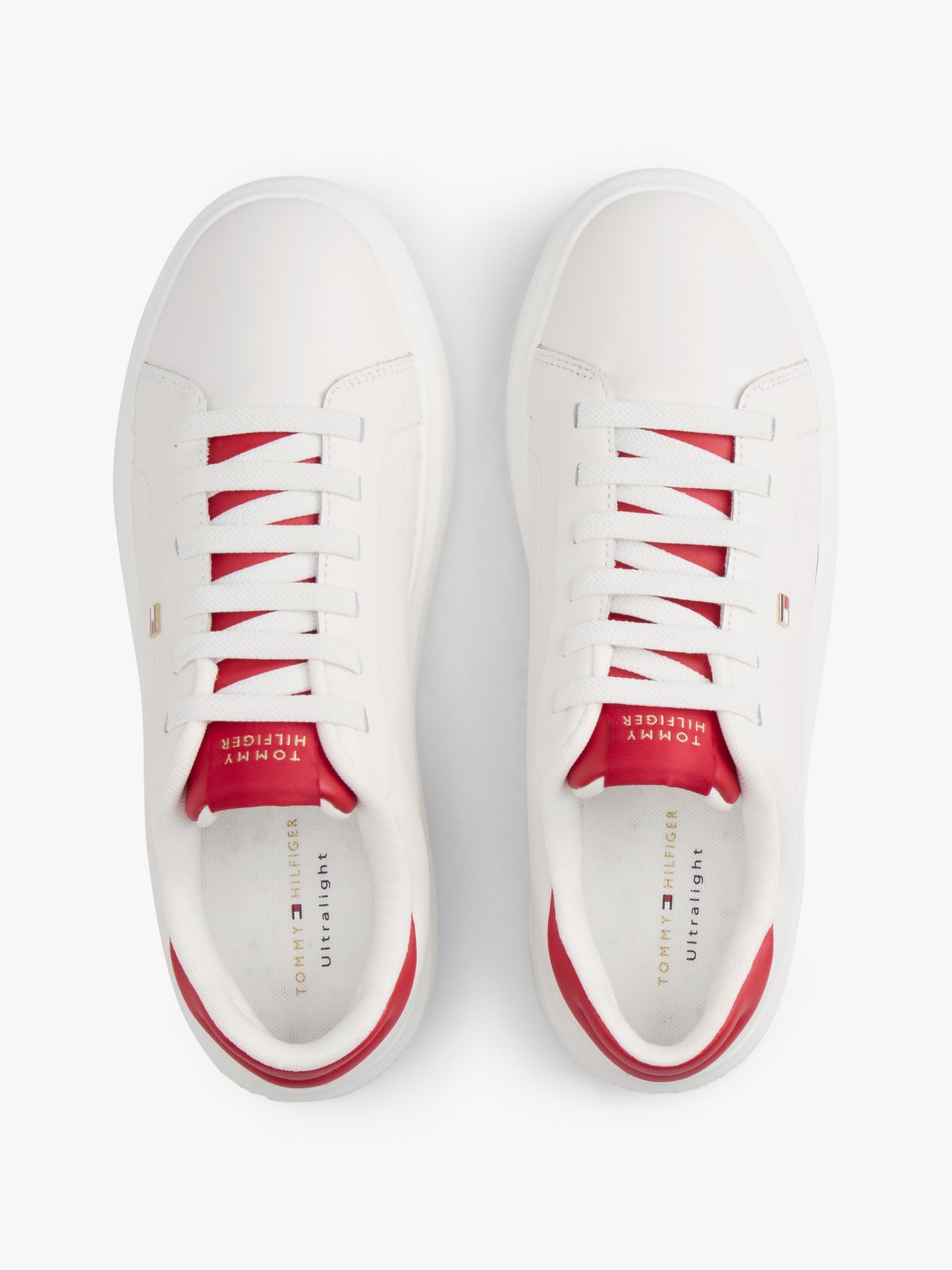 Lightweight Leather Cupsole Court Trainers — Beige