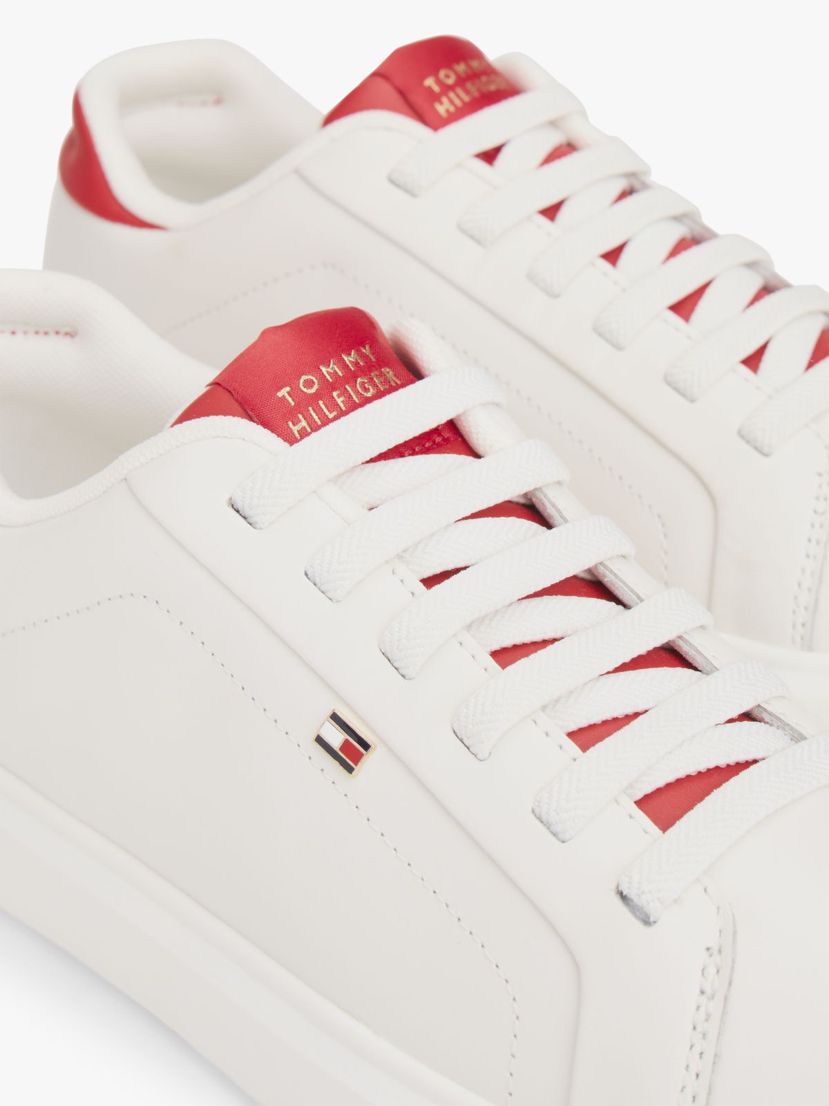Lightweight Leather Cupsole Court Trainers — Beige