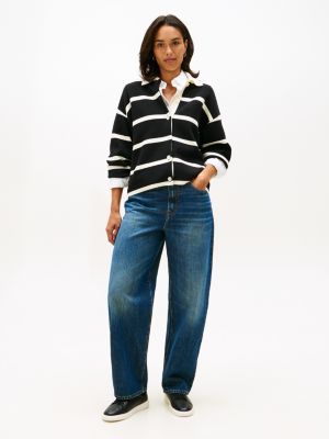 schwarz leichtgewichtiger court-sneaker aus leder für damen - tommy hilfiger