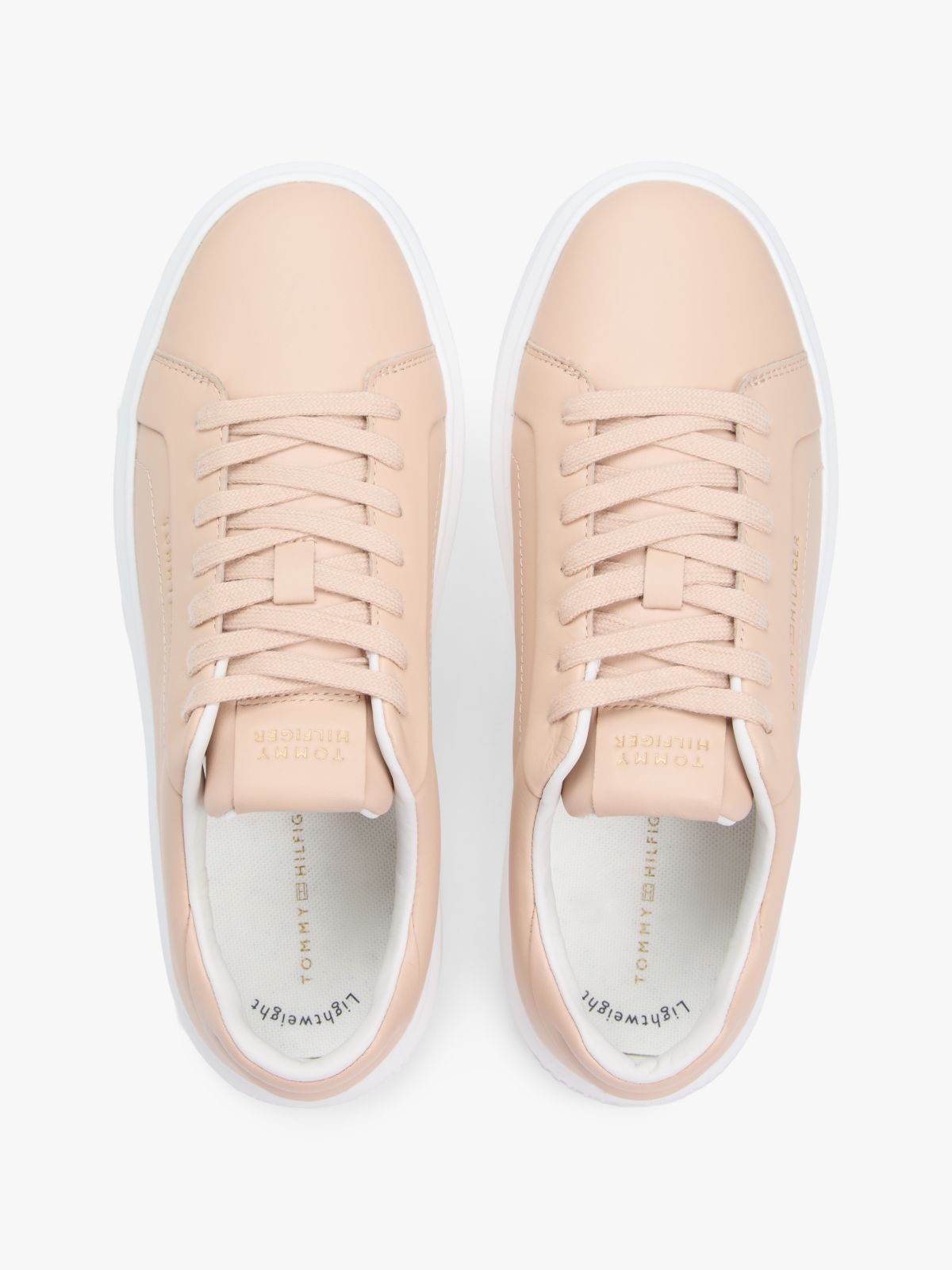 Lightweight Leather Cupsole Court Trainers — Pink