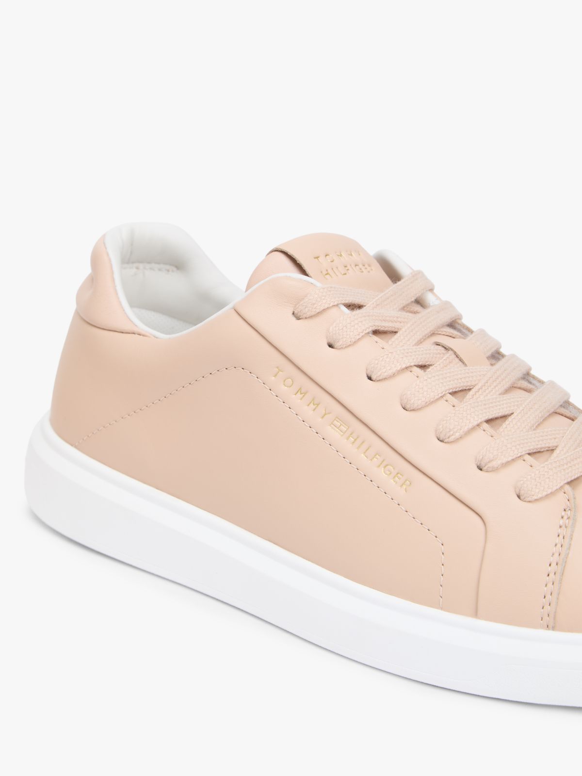 Lightweight Leather Cupsole Court Trainers — Pink