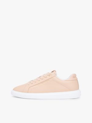 rosa leichtgewichtiger court-sneaker aus leder für damen - tommy hilfiger