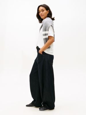 black th monogram low profile leather trainers for women tommy hilfiger