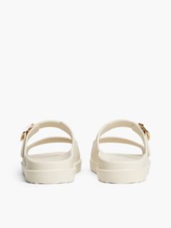 Double Strap Enamel Flag Lightweight Sandals — Beige 4