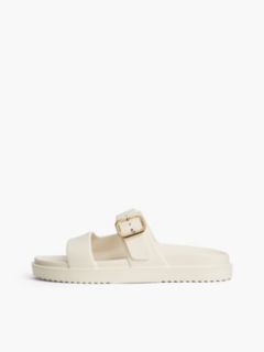 Double Strap Enamel Flag Lightweight Sandals — Beige 7