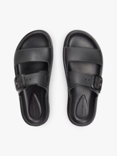 Double Strap Enamel Flag Lightweight Sandals — Black 3