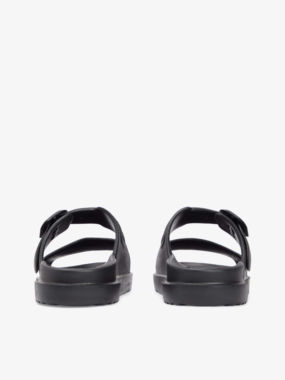 Double Strap Enamel Flag Lightweight Sandals — Black