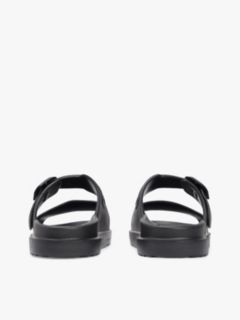 Double Strap Enamel Flag Lightweight Sandals — Black 4