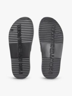 Double Strap Enamel Flag Lightweight Sandals — Black 5