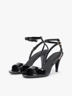 Patent Leather Ankle Strap High Heel Sandals — Black 2
