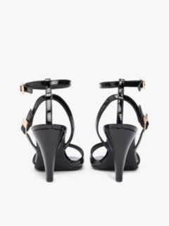Patent Leather Ankle Strap High Heel Sandals — Black 4
