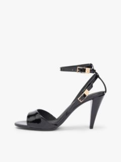 Patent Leather Ankle Strap High Heel Sandals — Black 7