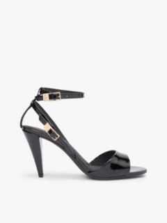 Patent Leather Ankle Strap High Heel Sandals — Black 1