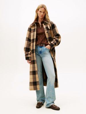 bruin leren loafer met kettingdetail en th-monogram voor dames - tommy hilfiger